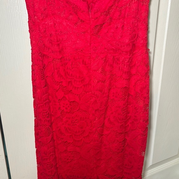Betsy & Adam Red Cap Sleeve Prom Gown - Picture 9 of 11